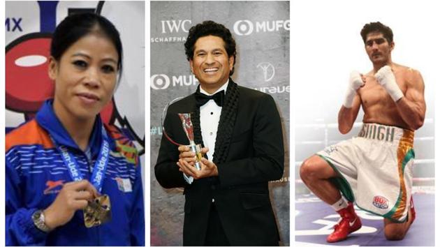 Mary Kom, Sachin Tendulkar and Vijender Singh. (PTI/Reuters/Getty) Mary Kom, Sachin Tendulkar and Vijender Singh. (PTI/Reuters/Getty)
