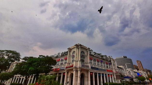 Clouds cover over Connaught Place during nationwide lockdown against coronavirus, in New Delhi, India, on Sunday, April 26, 2020. (Vipin Kumar/HT PHOTO) Clouds cover over Connaught Place during nationwide lockdown against coronavirus, in New Delhi, India, on Sunday, April 26, 2020. (Vipin Kumar/HT PHOTO)