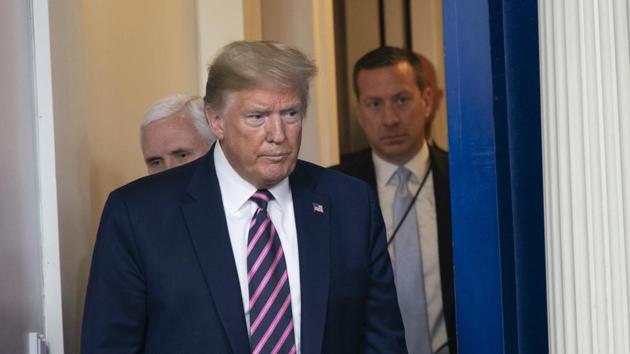 US President Donald Trump arrives for a news conference in the White House in Washington, DC, US. (Bloomberg) US President Donald Trump arrives for a news conference in the White House in Washington, DC, US. (Bloomberg)