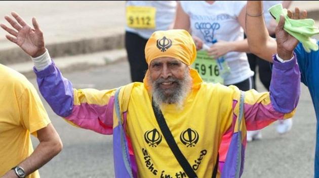 Amrik Singh ran the London Marathon 26 times. (Twitter) Amrik Singh ran the London Marathon 26 times. (Twitter)