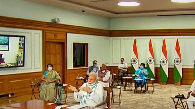 Prime Minister Narendra Modi on Monday interacted with chief ministers of various states over the prevailing coronavirus situation in the country. (PTI) Prime Minister Narendra Modi on Monday interacted with chief ministers of various states over the prevailing coronavirus situation in the country. (PTI)
