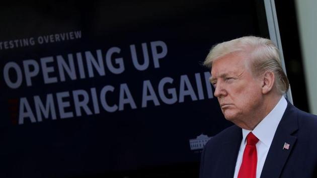 US President Donald Trump attends a coronavirus response news conference in the Rose Garden at the White House in Washington, April 27, 2020. (REUTERS) US President Donald Trump attends a coronavirus response news conference in the Rose Garden at the White House in Washington, April 27, 2020. (REUTERS)
