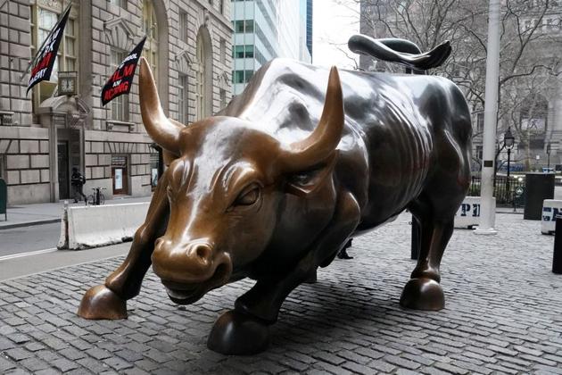 The Charging Bull or Wall Street Bull is pictured in the Manhattan borough of New York City, New York, US. (REUTERS)