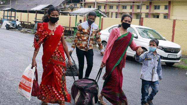 Women passengers at a bus stand in Tejpur, Assam during the nationwide lockdown to curb the spread of coronavirus. (ANI) Women passengers at a bus stand in Tejpur, Assam during the nationwide lockdown to curb the spread of coronavirus. (ANI)