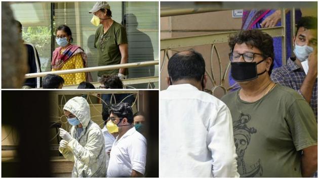 Irrfan Khan’s wife Sutapa Sikdar and son Babil at the Kokilaben Dhirubhai Ambani Hospital on Wednesday.(Pramod Thakur/ Hindustan Times)