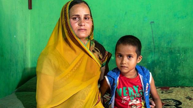 Seen here is Radhika, the slain jawan’s wife, with her son. (HT photo) Seen here is Radhika, the slain jawan’s wife, with her son. (HT photo)