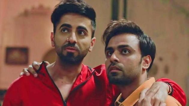 Ayushmann Khurrana with Jitendra Kumar in a still from Shubh Mangal Zyada Saavdhan Ayushmann Khurrana with Jitendra Kumar in a still from Shubh Mangal Zyada Saavdhan