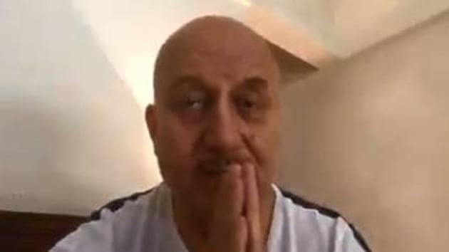 Anupam Kher in a screengrab from his video message.