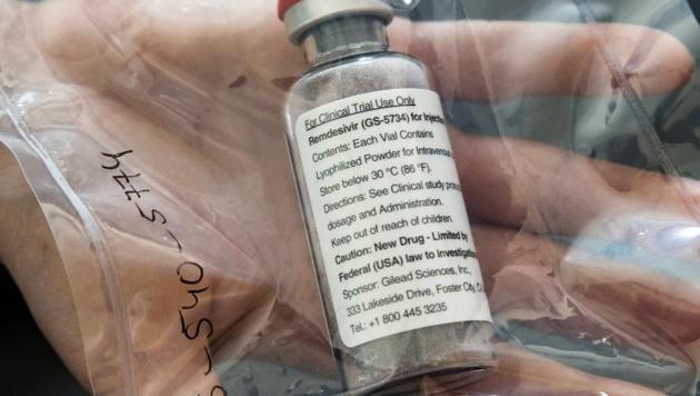 In this file photo one vial of the drug Remdesivir is viewed during a press conference about the start of a study. (AFP file photo) In this file photo one vial of the drug Remdesivir is viewed during a press conference about the start of a study. (AFP file photo)