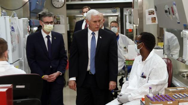 United States Vice President Mike Pence visits the molecular testing lab at Mayo Clinic in Minnesota where he toured the facilities supporting Covid-19 research and treatment. (AP file photo) United States Vice President Mike Pence visits the molecular testing lab at Mayo Clinic in Minnesota where he toured the facilities supporting Covid-19 research and treatment. (AP file photo)