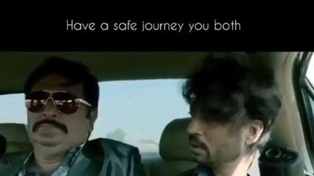 A screengrab of Rishi Kapoor and Irrfan Khan from the video shared by Karisma Kapoor.