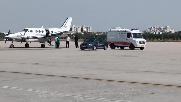The air ambulance to transport the critical patient was arranged by International Critical Care Air Transfer Team. (HT PHOTO) The air ambulance to transport the critical patient was arranged by International Critical Care Air Transfer Team. (HT PHOTO)