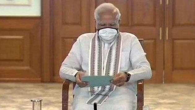 PM Modi at the meeting with ministers. (Photo by ANI) PM Modi at the meeting with ministers. (Photo by ANI)