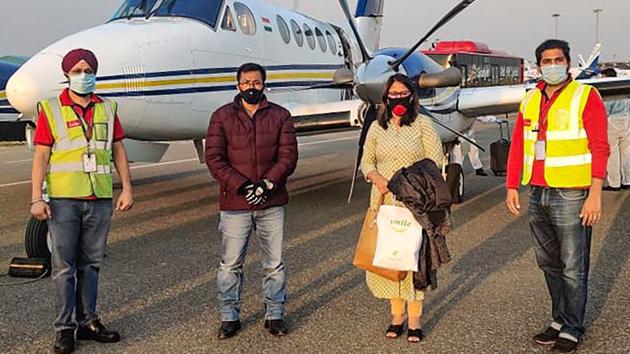 Asian Games Gold Medallist Dingko Singh along with his wife Ngangom Babai Devi flew from Imphal to Delhi by SpiceJet’s air ambulance service for his liver cancer treatment in New Delhi.(PTI File Photo)