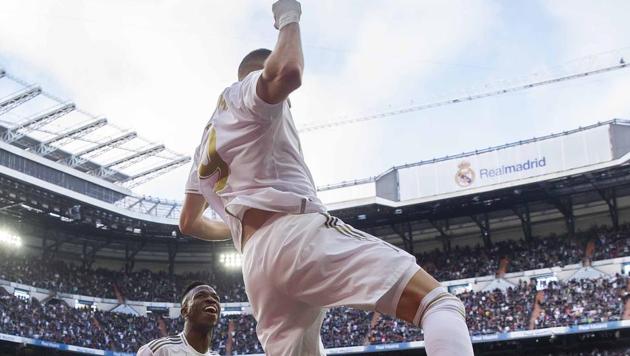 Real Madrid players celebrate (HT Photo) Real Madrid players celebrate (HT Photo)