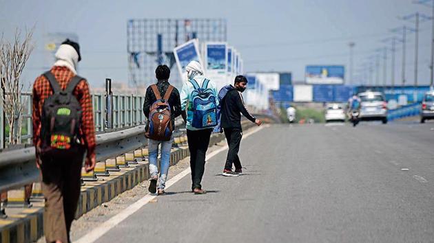 Migrant workers have been walking across states to reach their hometowns and villages in the absence of any form of transport during the nationwide lockdown. Migrant workers have been walking across states to reach their hometowns and villages in the absence of any form of transport during the nationwide lockdown.