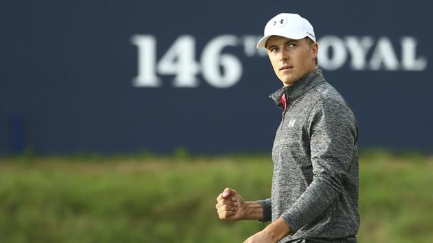 Jordan Spieth of the United States celebrates on the 18th green after the third round of the British Open Golf Championship, at Royal Birkdale.(AP) Jordan Spieth of the United States celebrates on the 18th green after the third round of the British Open Golf Championship, at Royal Birkdale.(AP)