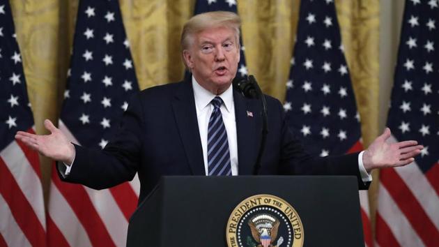 President Donald Trump answers questions from reporters during an event about protecting seniors, in the East Room of the White House, Thursday. (AP File Photo) President Donald Trump answers questions from reporters during an event about protecting seniors, in the East Room of the White House, Thursday. (AP File Photo)