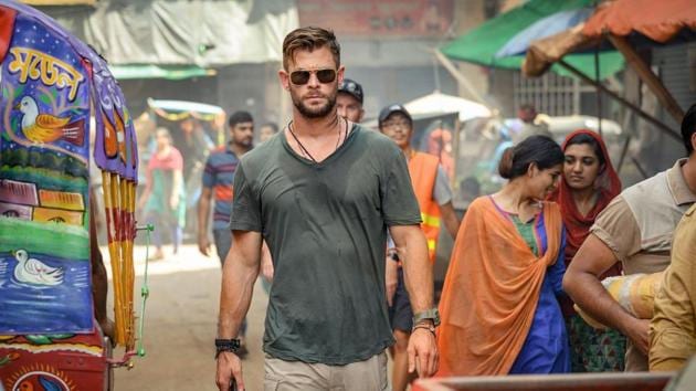 Chris Hemsworth in a still from Extraction. Chris Hemsworth in a still from Extraction.