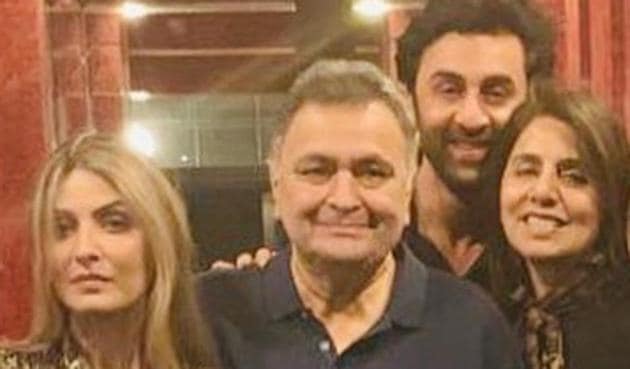 Riddhima Kapoor with her parents Rishi Kapoor and Neetu Kapoor, and brother Ranbir Kapoor.