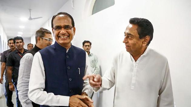 Kamal Nath had to quit as CM after 22 Congress MLAs resigned from the state assembly early this year, paving the way for Chouhan’s return as MP CM.(PTI Photo)
