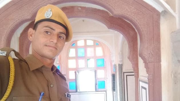 Twenty-eight-year-old Ram Charan Soran was the first policeman in Rajasthan’s Jaipur to get infected with Sars-CoV-2 that causes the coronavirus disease (Covid-19).(HT Photo)