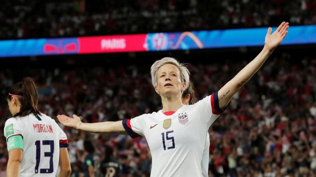 Megan Rapinoe of the U.S. celebrates scoring their second goal.(REUTERS)