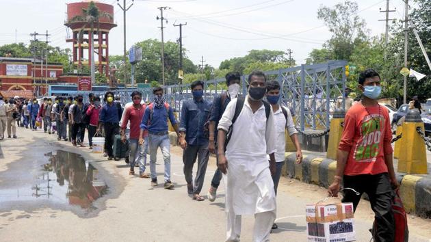 Several migrants were upset that they were denied the opportunity to avail the offer made by the Congress party to pay their fares. (ANI Photo) Several migrants were upset that they were denied the opportunity to avail the offer made by the Congress party to pay their fares. (ANI Photo)