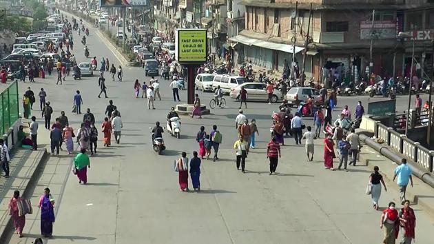 People gather in a market in Imphal  to buy essential commodities during the ongoing lockdown. (File Photo?ANI)