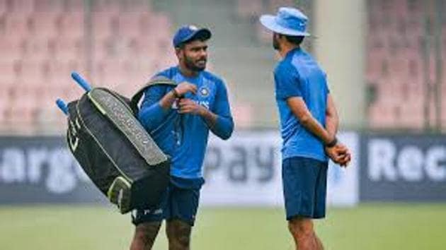 Sanju Samson with Team India batting coach Vikram Rathour.(PTI)