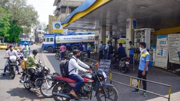 The fuel stations were considered as an essential service and were serving fuel only to those involved in essential services and those exempted in the collector’s previous orders.(Sanket Wankhade/ HT file photo)