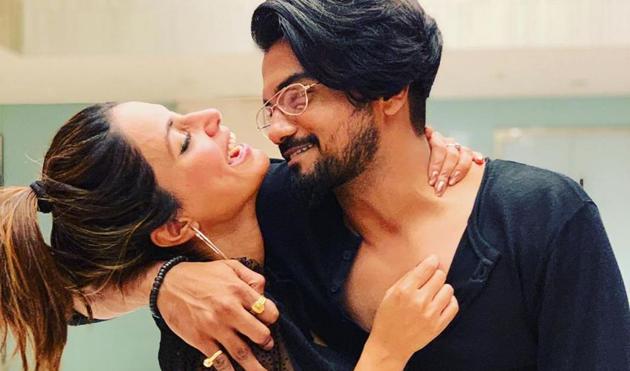 Hina Khan with Rocky Jaiswal. Hina Khan with Rocky Jaiswal.
