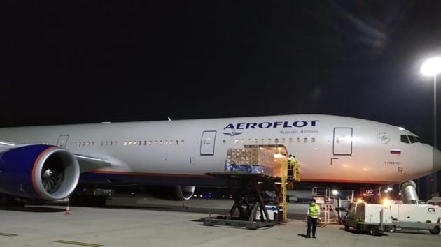 Russian cargo flight Aeroflot carrying medicines from Hyderabad to Moscow Russian cargo flight Aeroflot carrying medicines from Hyderabad to Moscow