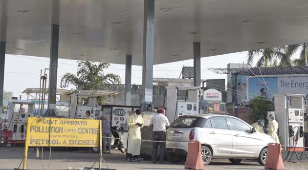 A petrol pump on Ferozepur road n Ludhiana. After the increase in prices, petrol is now available at ₹69.99 per litre, while diesel will be sold at ₹62.56 per litre. (Gurpreet Singh/HT) A petrol pump on Ferozepur road n Ludhiana. After the increase in prices, petrol is now available at ₹69.99 per litre, while diesel will be sold at ₹62.56 per litre. (Gurpreet Singh/HT)