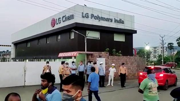 People gather in front of the LG Polymers plant following the gas leak. The incident took place when the plant was preparing to resume production later today in view of the eased Covid-19 lockdown restrictions. (ANI) People gather in front of the LG Polymers plant following the gas leak. The incident took place when the plant was preparing to resume production later today in view of the eased Covid-19 lockdown restrictions. (ANI)