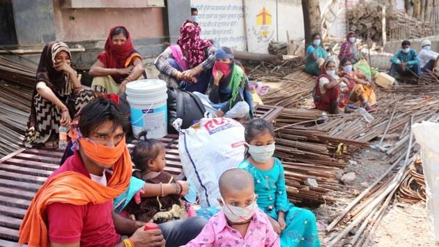 Stranded migrants in Madhya Pradesh’s Bhopal.  As on Wednesday evening, Madhya Pradesh’s Covid-19 tally rose to 3,138 with 89 new cases in the past 24hours. (ANI File Photo)
