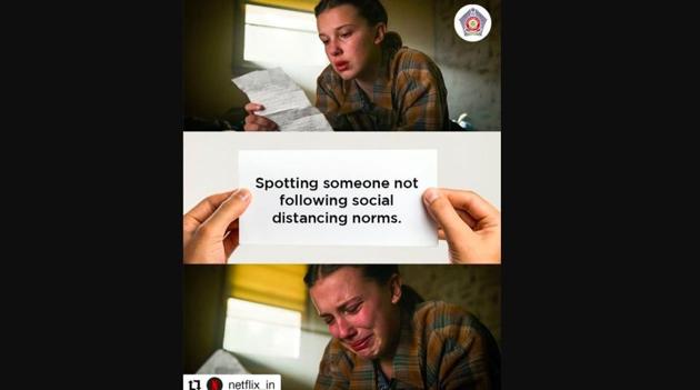 Eleven reads the note left behind by Jim Hopper but there’s a twist to it.(Instagram)