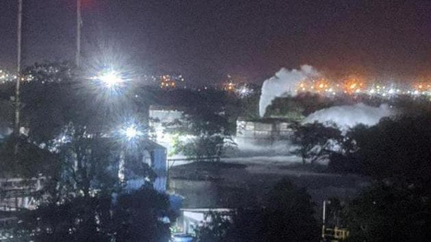 Earlier on Thursday, gas leak at a chemical plant in Visakhapatnam claimed 11 lives. (ANI Photo) Earlier on Thursday, gas leak at a chemical plant in Visakhapatnam claimed 11 lives. (ANI Photo)