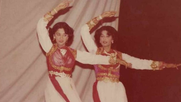 Madhuri Dixit shared a throwback picture also featuring her sister. Madhuri Dixit shared a throwback picture also featuring her sister.