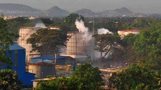 Vapour billows out from LG Polymers industry after a major chemical gas leak in RR Venkatapuram village in Visakhapatnam on Thursday. (PTI File Photo) Vapour billows out from LG Polymers industry after a major chemical gas leak in RR Venkatapuram village in Visakhapatnam on Thursday. (PTI File Photo)