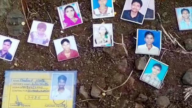 Documents and photographs of the migrant workers who lost their lives on the railway track in a train accident in Aurangabad on Friday. At least 16 people died and several injured in the accident. (ANI)
