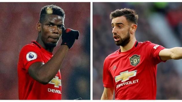 Paul Pogba and Bruno Fernandes.(Reuters)