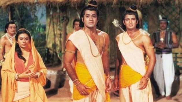 Dipika Chikhlia, Arun Govil and Sunil Lahri in a still from Ramayan.