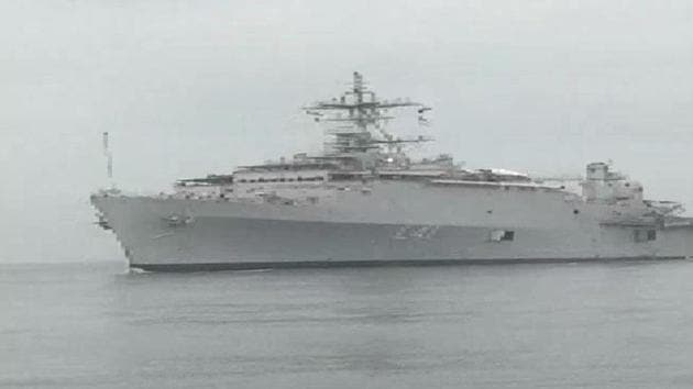 INS Jalashwa, carrying stranded Indians from Maldives, reached Kochi in Kerala on Sunday. (ANI photo) INS Jalashwa, carrying stranded Indians from Maldives, reached Kochi in Kerala on Sunday. (ANI photo)