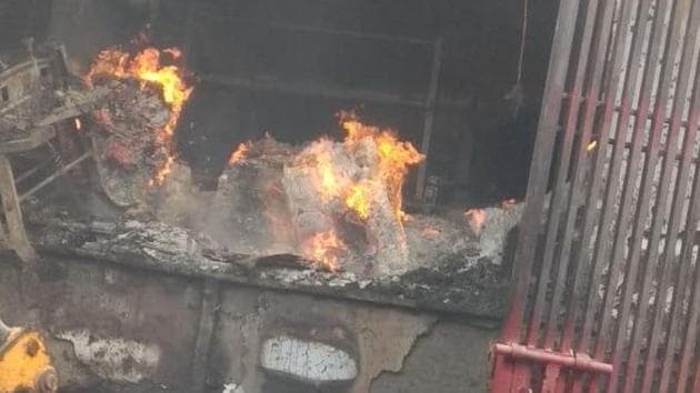 Fire at cardboard factory in New Delhi’s Bawana. (SOURCED) Fire at cardboard factory in New Delhi’s Bawana. (SOURCED)