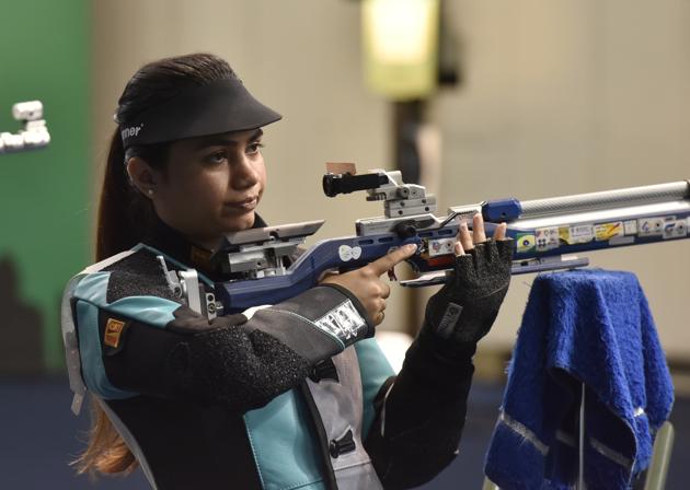 Air rifle shooter Apurvi Chandela is getting trained at the shooting range at her home, and learning photography online. (Photo: Sanjeev Verma/HT) Air rifle shooter Apurvi Chandela is getting trained at the shooting range at her home, and learning photography online. (Photo: Sanjeev Verma/HT)