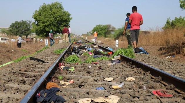 The belongings of victims lie scattered on the railway track after a train ran over migrant workers sleeping on the track in Aurangabad district of Maharashtra. (Reuters Photo) The belongings of victims lie scattered on the railway track after a train ran over migrant workers sleeping on the track in Aurangabad district of Maharashtra. (Reuters Photo)