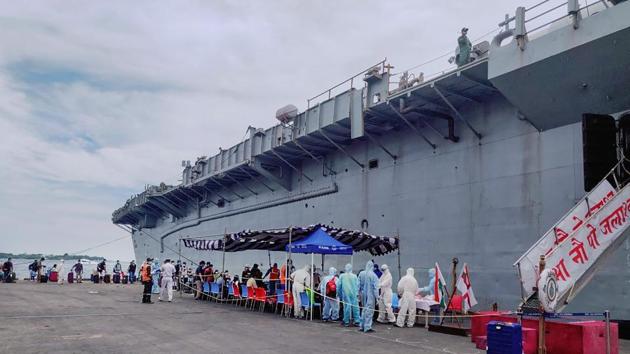 Indian nationals being screened before boarding the INS Jalashwa, in Male. INS Jalashwa, based at Visakhapatnam has been at the forefront of similar evacuation efforts of Indian nationals and major Humanitarian Assistance and Disaster Relief (HADR) efforts of the Indian Navy. (PTI) Indian nationals being screened before boarding the INS Jalashwa, in Male. INS Jalashwa, based at Visakhapatnam has been at the forefront of similar evacuation efforts of Indian nationals and major Humanitarian Assistance and Disaster Relief (HADR) efforts of the Indian Navy. (PTI)