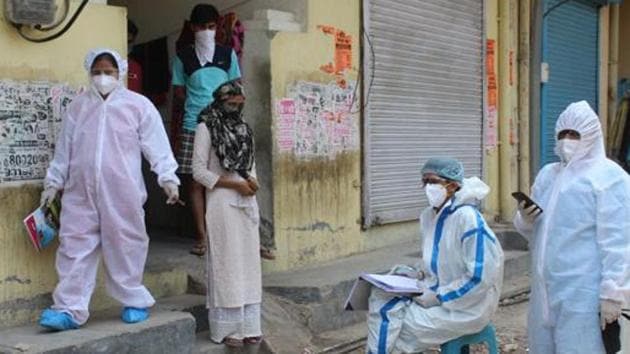 Medical workers in PPE overalls during a screening exercise in Sirhaul village during a nationwide lockdown due to coronavirus pandemic, at Sirhaul village on Tuesday, 05 May 2020. (Yogendra Kumar/HT PHOTO) Medical workers in PPE overalls during a screening exercise in Sirhaul village during a nationwide lockdown due to coronavirus pandemic, at Sirhaul village on Tuesday, 05 May 2020. (Yogendra Kumar/HT PHOTO)