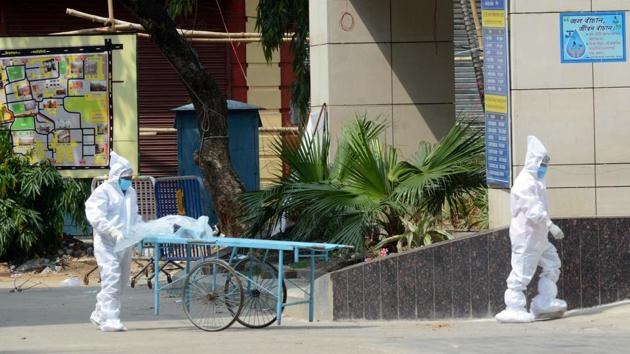 Kolkata Medical College Hospital building converted into a full-fledged Covid-19 hospital during the nationwide lockdown in the wake of coronavirus pandemic.(ANI Photo)